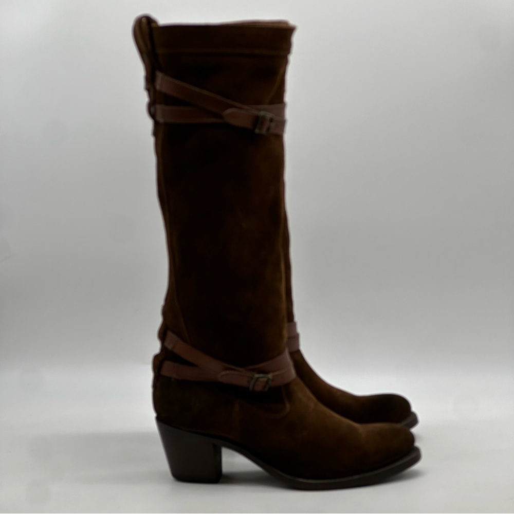 Frye Jane Strappy Suede Leather Boots. Size 7